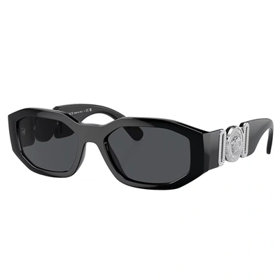 Shop Versace Ve 4361 542287 53mm Unisex Geometric Sunglasses In Black