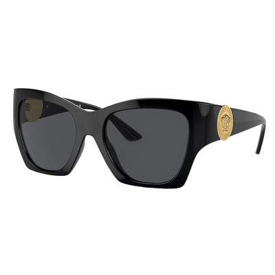 Versace Rectangular Cat Eye Sunglasses, 54mm In Black