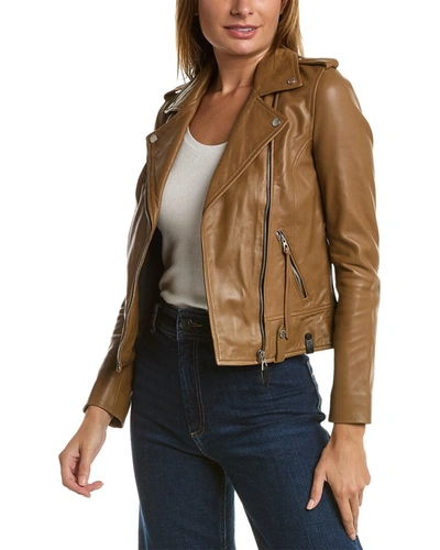 Shop Rudsak Mergo Leather Jacket In Brown