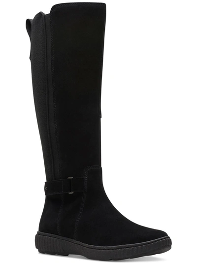 Shop Clarks Caroline Womens Pull On Round Toe Knee-high Boots In Black