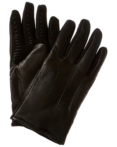 Shop Black Brown 1826 3 Point Leather Back Stretch Palm Tech Gloves In Black