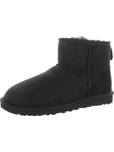 Shop Ugg Classic Mini Mens Suede Slip On Ankle Boots In Black