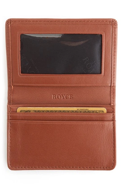 Royce New York Leather Card Case In Tan- Deboss