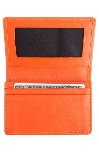 Royce New York Leather Card Case In Orange- Deboss