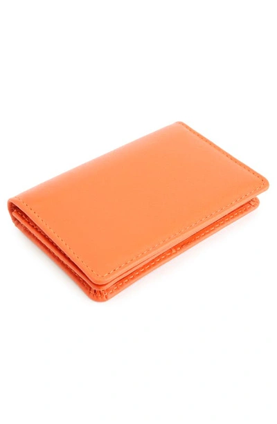 Royce New York Leather Card Case In Orange- Deboss