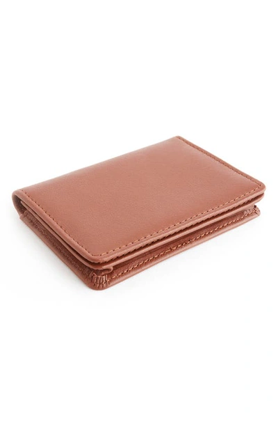 Royce New York Leather Card Case In Tan- Deboss