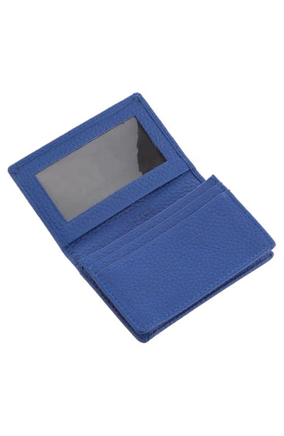 Royce New York Personalized Leather Card Case In Blue - Gold Foil