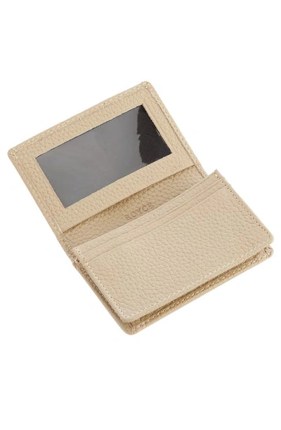 Shop Royce New York Leather Card Case In Taupe - Silver Foil