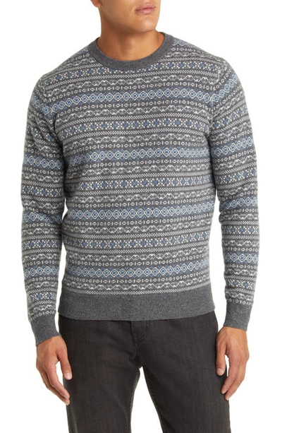 Shop Peter Millar Conway Fair Isle Wool & Cashmere Crewneck Sweater In Iron