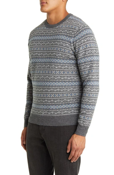 Shop Peter Millar Conway Fair Isle Wool & Cashmere Crewneck Sweater In Iron