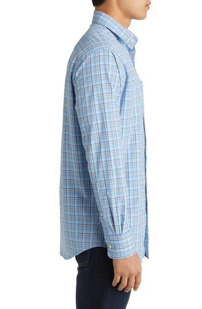Shop Peter Millar Vick Plaid Stretch Performance Poplin Button-up Shirt In Cottage Blue
