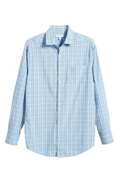 Shop Peter Millar Vick Plaid Stretch Performance Poplin Button-up Shirt In Cottage Blue