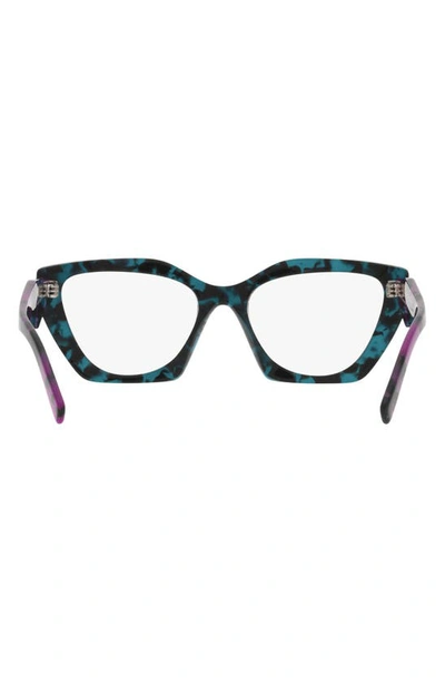 Prada 54mm Cat Eye Optical Glasses In Teal