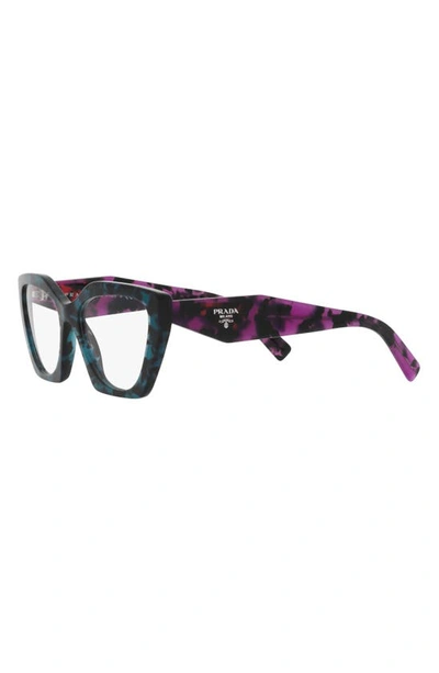 Prada 54mm Cat Eye Optical Glasses In Teal