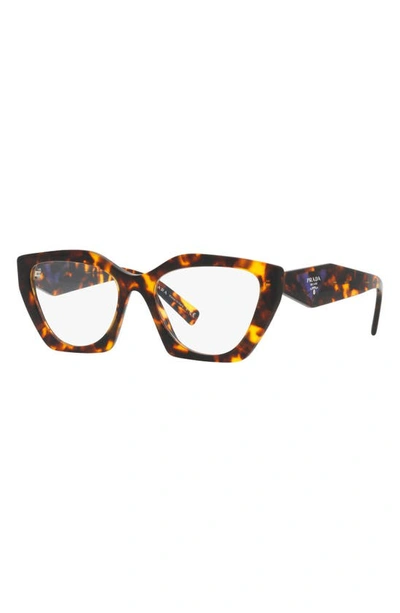 Prada 54mm Cat Eye Optical Glasses In Honey