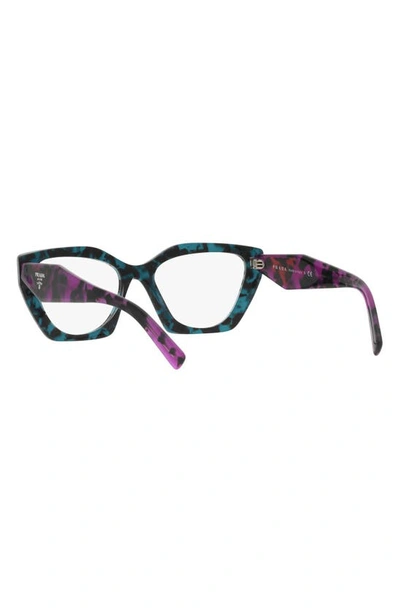 Prada 54mm Cat Eye Optical Glasses In Teal