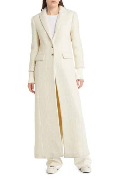 Favorite Daughter The City Longline Wool & Cotton Tweed Coat In White Boucle