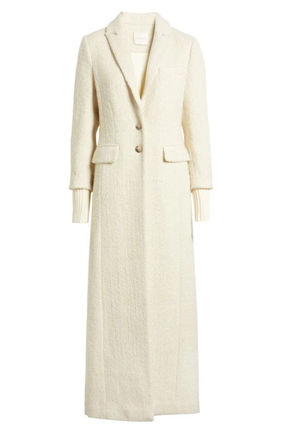 Favorite Daughter The City Longline Wool & Cotton Tweed Coat In White Boucle