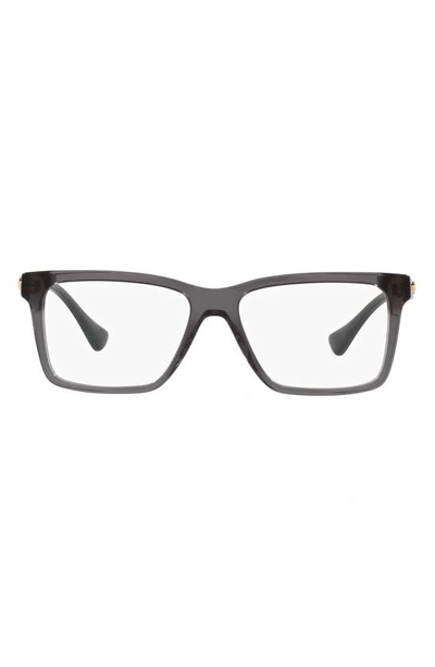 Shop Versace 56mm Rectangular Optical Glasses In Transparent Grey