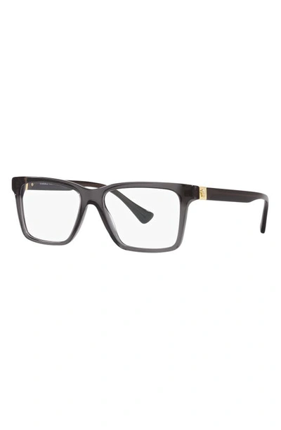 Versace 56mm Rectangular Optical Glasses In Transparent Grey