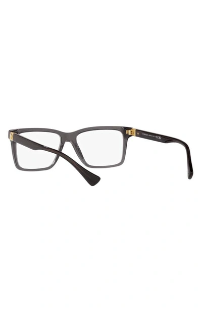 Versace 56mm Rectangular Optical Glasses In Transparent Grey