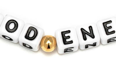 Little Words Project Good Energy Beaded Stretch Bracelet In Waterproof Gold