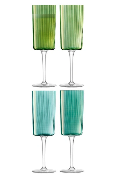 Shop Lsa Gems Set Of 4 Champagne Flutes In Green