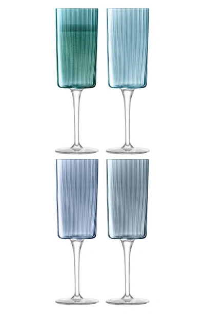 Shop Lsa Gems Set Of 4 Champagne Flutes In Blue