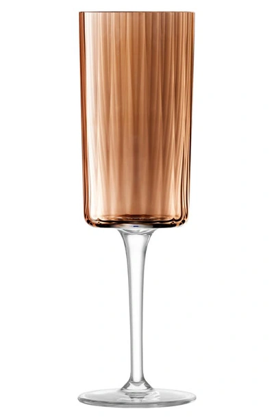 Lsa Gems Set Of 4 Champagne Flutes In Amber/ Orange