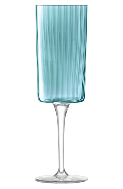 Shop Lsa Gems Set Of 4 Champagne Flutes In Blue