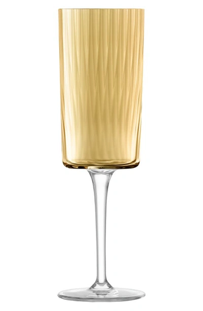 Lsa Gems Set Of 4 Champagne Flutes In Amber/ Orange