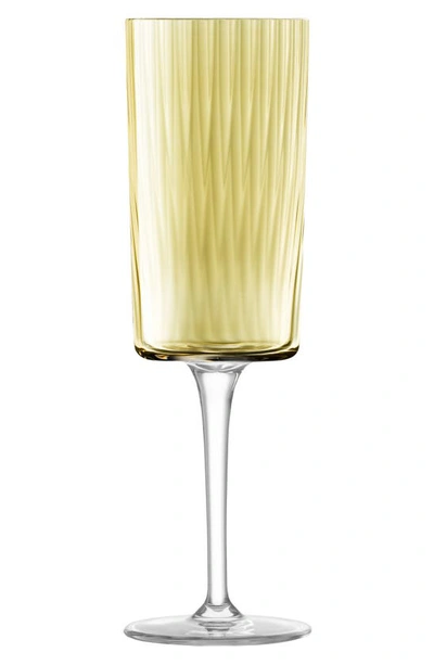 Lsa Gems Set Of 4 Champagne Flutes In Amber/ Orange