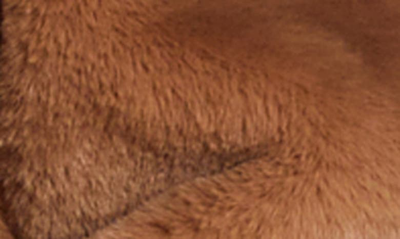 Gallery Hooded Faux Fur Coat In Cognac