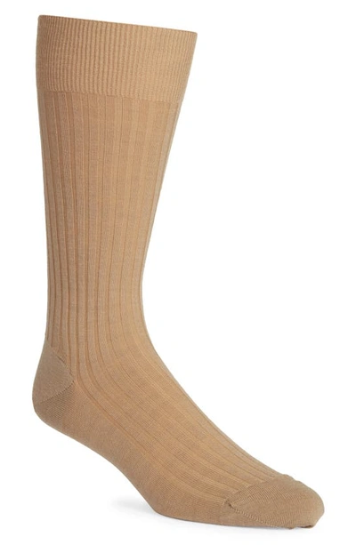 Shop Pantherella Stretch Merino Wool Dress Socks In Lt Khaki