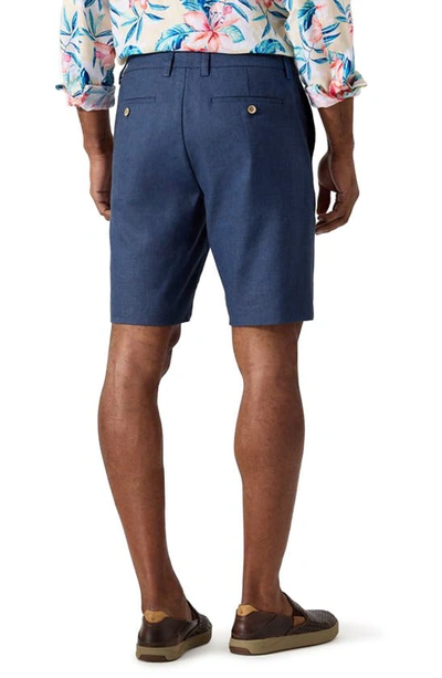 Tommy Bahama Lahania Bay Flat Front Linen Blend Shorts In Navy