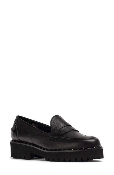 Shop Jon Josef Faux Fur Lined Penny Loafer In Black Tumble Leather