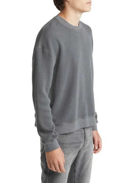 Shop Frame Waffle Knit Cotton Sweatshirt In Charcoal Grey