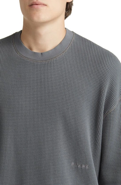 Shop Frame Waffle Knit Cotton Sweatshirt In Charcoal Grey
