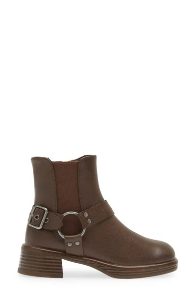 Shop Steve Madden Kids' Rider Harness Bootie In Brown Leather