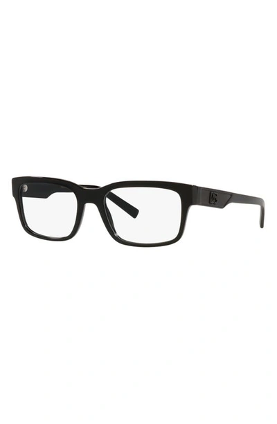 Dolce & Gabbana 55mm Rectangular Optical Glasses In Black