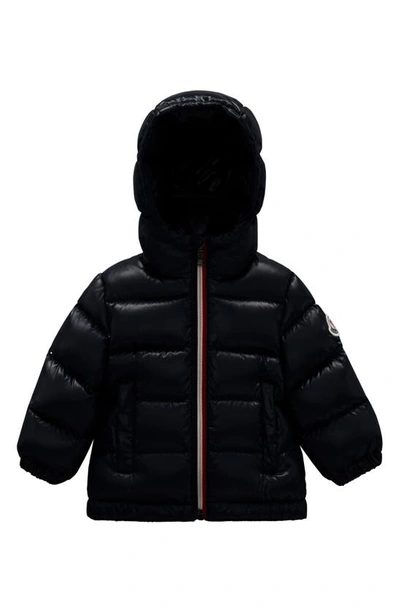 Shop Moncler Kids' New Aubert Hooded Down Jacket In Blue