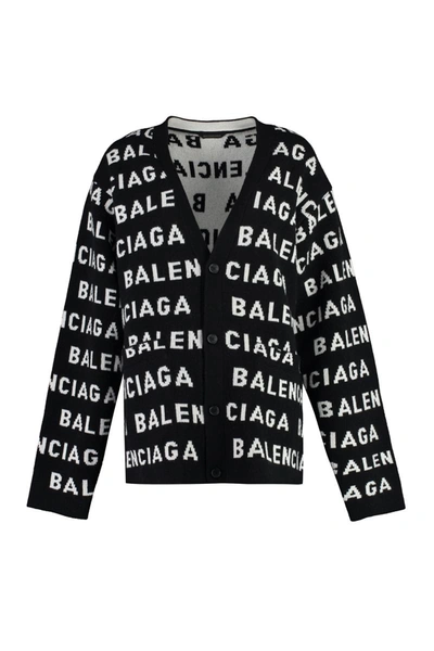 Shop Balenciaga Wool Cardigan In Black