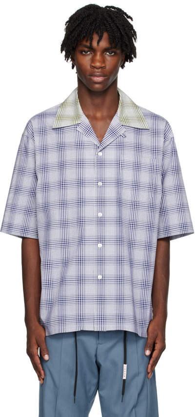 Shop Marni Blue & Green Check Shirt In Chb94 Blumarine