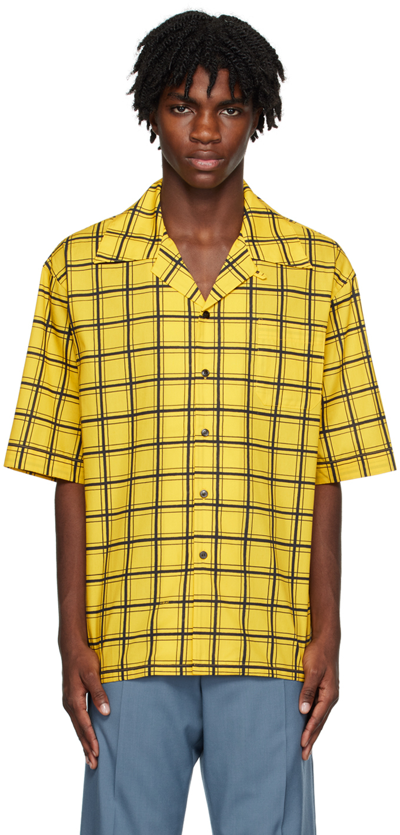 Shop Marni Yellow Check Shirt In Bcy56 Maize