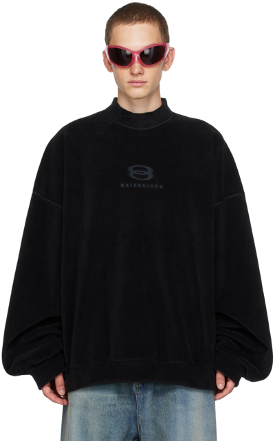 Shop Balenciaga Black Embroidered Sweatshirt In Black/black