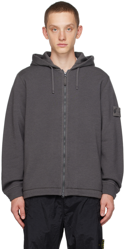 Shop Stone Island Gray Ghost Piece Hoodie In V0067 Dark Grey