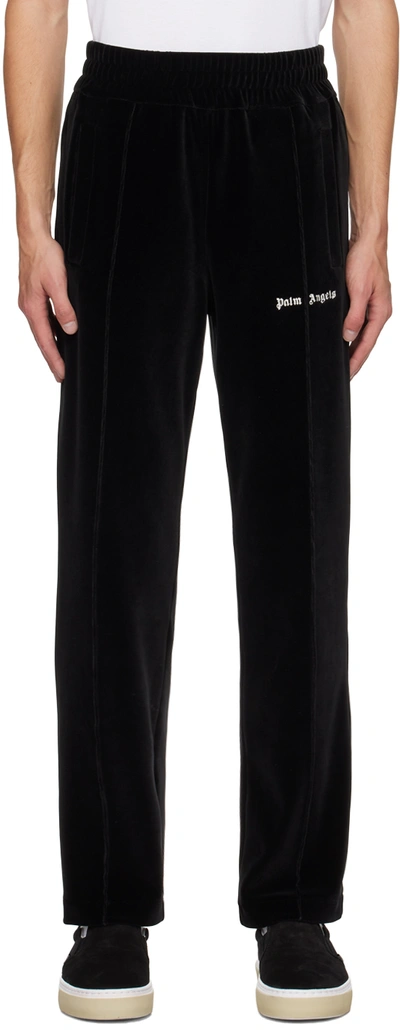 Shop Palm Angels Black Embroidered Track Pants In Black White