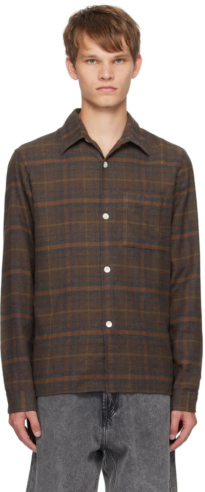 Shop Another Aspect Brown 'another Shirt 4.0' Shirt In Brown Check