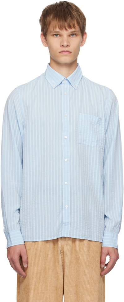 Shop Another Aspect Blue 'another Shirt 1.0' Shirt In Sky Blue Stripe