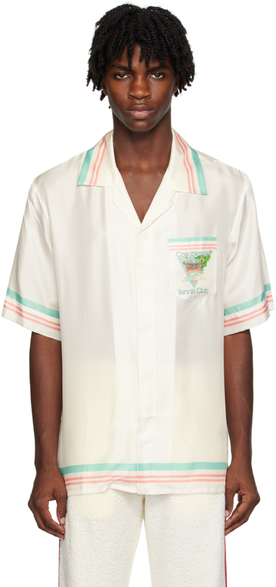 Shop Casablanca White 'tennis Club' Icon Shirt In Tennis Club Icon Pas